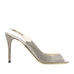 Valentino Gold Sequin Slingback Heels Size 36 or 6 Italy Peep Toe Elastic Band